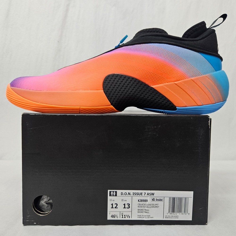 Adidas DON Issue 7 ASW Basketball Shoes KJ8989 Black Orange Blue Men's Size 12
